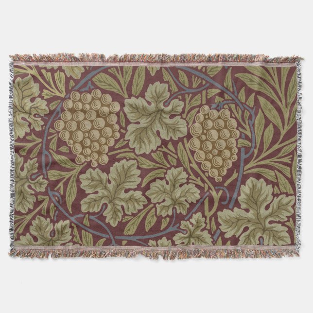 William Morris Vine Grape Red Grönt Art Mysfilt (Framsidan)