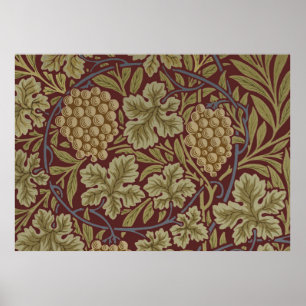 William Morris Vine Grape Red Grönt Art Poster