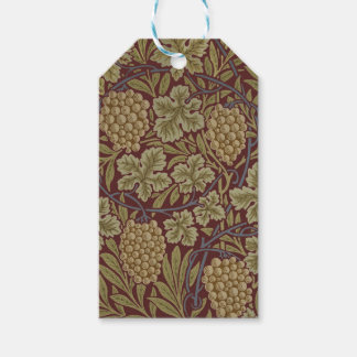 William Morris Vine Grape Red Grönt Art Presentetikett