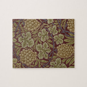 William Morris Vine Grape Red Grönt Art Pussel
