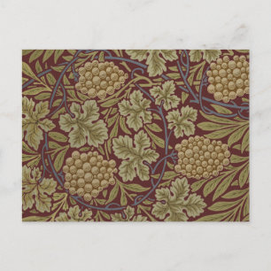 William Morris Vine Grape Röd Grön Konst Vykort