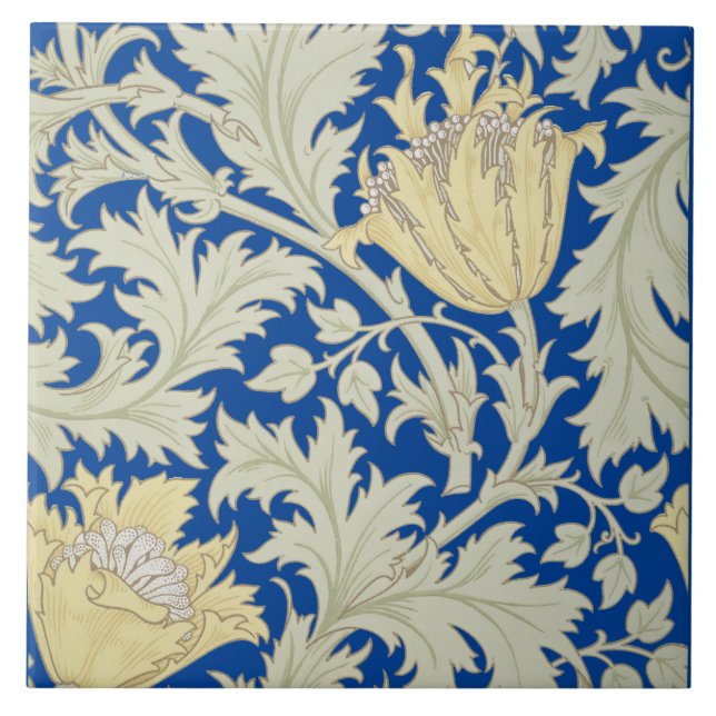 William Morris Vintage Anemone Blommönster Kakelplatta (Framsidan)