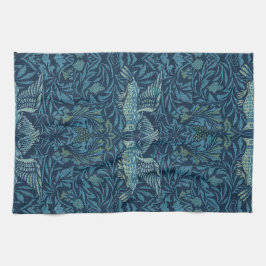 William Morris Vintage Bird Foliage Blue Kökshandduk