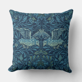 William Morris Vintage Bird Foliage Blue Kudde