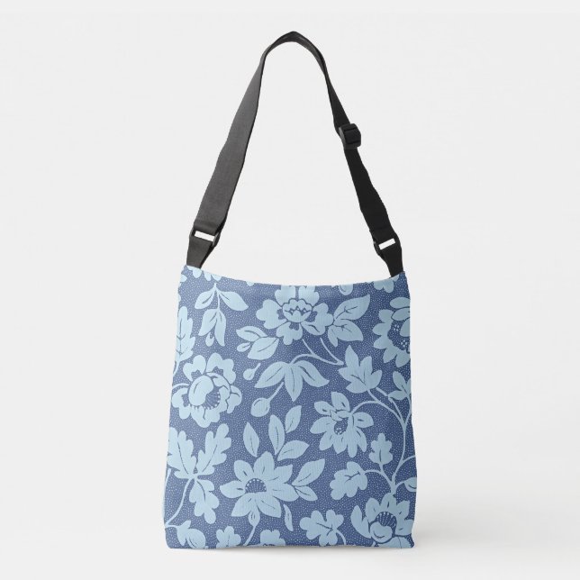 William Morris, vintage blå blommor, Axelväska (Framsida)
