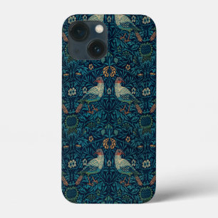 William Morris Vintage Blå Fåglar Mönster Fallmatt