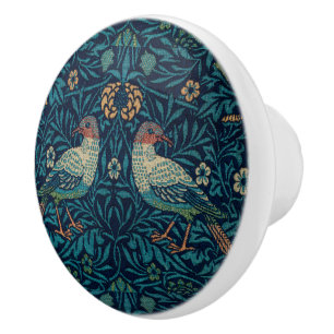 William Morris Vintage Blå Fåglar Mönster Knopp