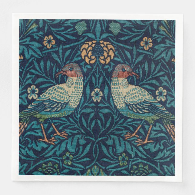 William Morris Vintage Blå Fåglar Mönster  Pappersservett (Framsida)