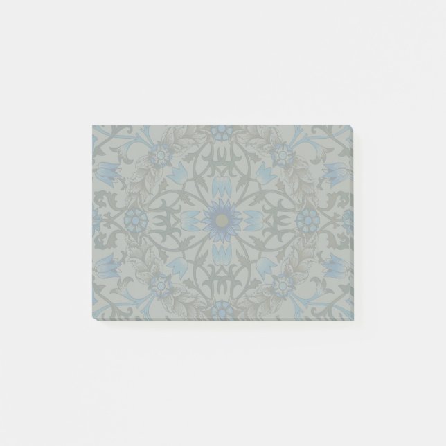William Morris Vintage Blå Vin Sömlöst Mönster Post-it Block (Framsida)