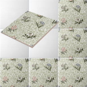 William Morris Vintage Blommig Pudrad Mönster Kakelplatta