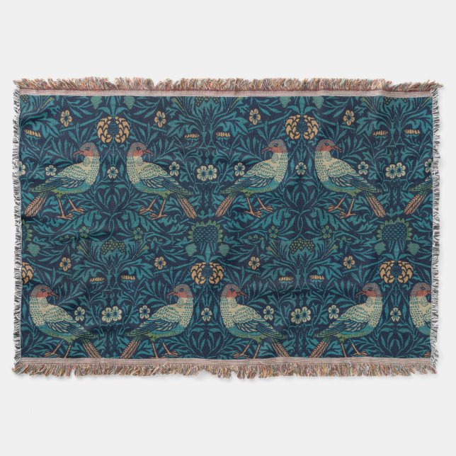 William Morris Vintage Blommigt Bird Filt (Framsidan)