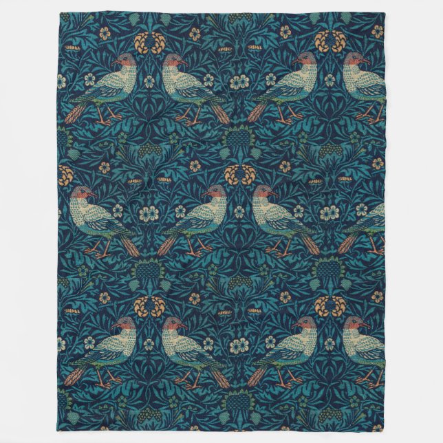 William Morris Vintage Blommigt Bird Fleecefilt (Framsidan)