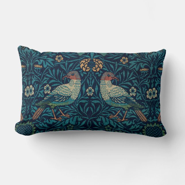William Morris Vintage Blommigt Bird Lumbarkudde (Framsida)