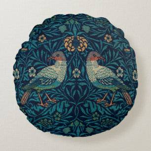 William Morris Vintage Blommigt Bird Rund Kudde