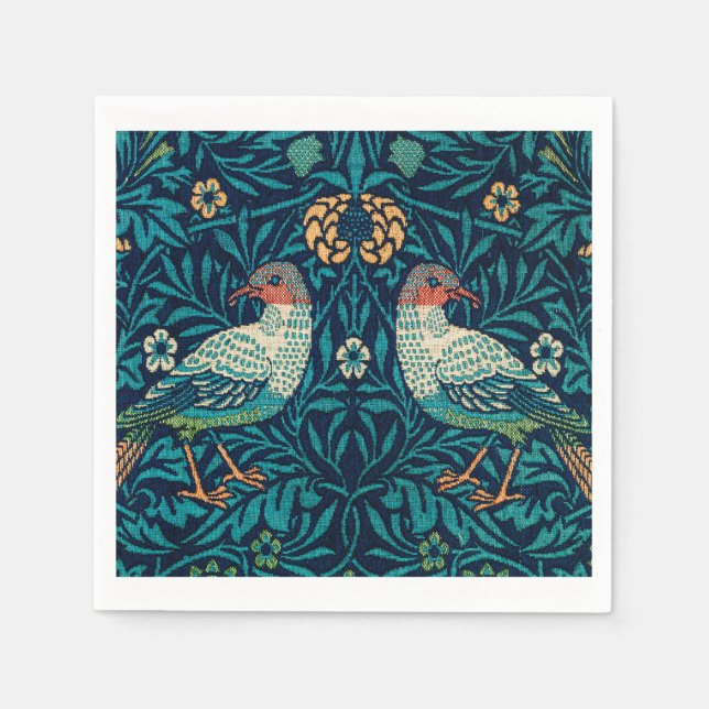 William Morris - Vintage Blommigt Birds Pappersservett (Framsidan)
