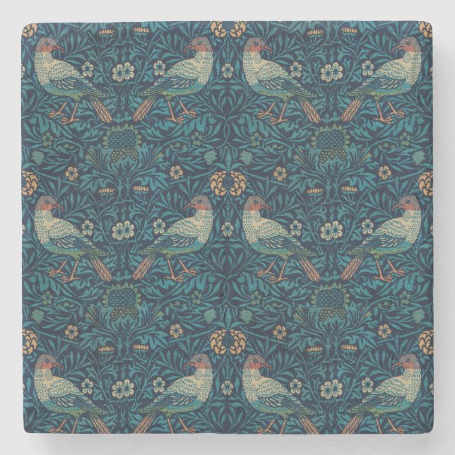 William Morris Vintage Blommigt Birds Stenunderlägg (Framsidan)