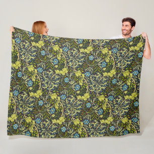 William Morris Vintage Blommigt Blue Grönt Sjögräs Fleecefilt