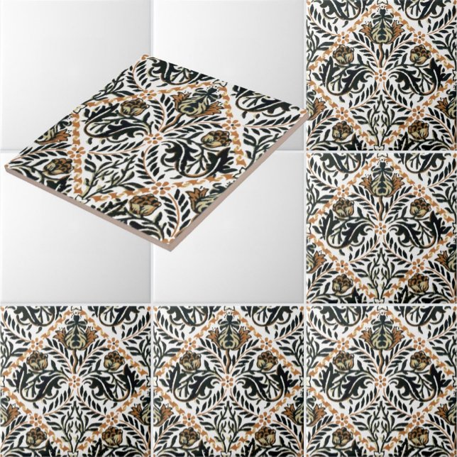 William Morris Vintage Blommigt Diamond Mönster Kakelplatta (Skapare uppladdad)