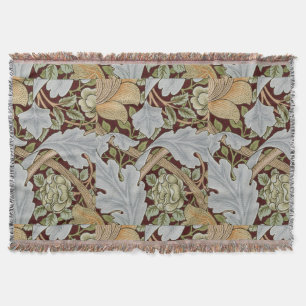 William Morris Vintage Blommigt Flower White Red Filt