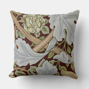 William Morris Vintage Blommigt Flower White Red Kudde