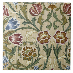 William Morris Vintage Blommigt Flowers Grönt Blue Kakelplatta