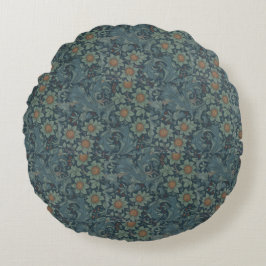 William Morris Vintage Blommigt Grönt Blue Orchard Rund Kudde