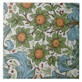 William Morris Vintage Blommigt Gult Grönt Blue Kakelplatta