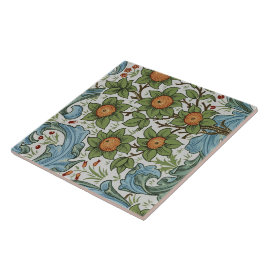 William Morris Vintage Blommigt Gult Grönt Blue Kakelplatta