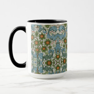 William Morris Vintage Blommigt Gult Grönt Blue Mugg