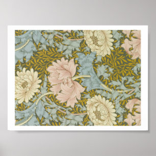 William Morris Vintage Blommigt Rosa Chrysanthemum Poster