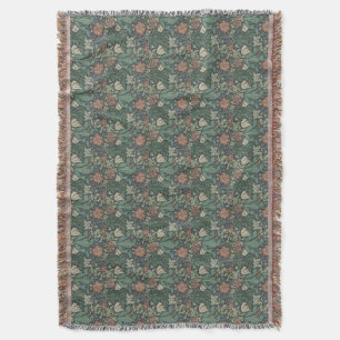 William Morris Vintage Blommigt Rosa Grönt Compto Filt