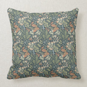 William Morris Vintage Blommigt Rosa Grönt Compton Kudde