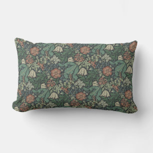 William Morris Vintage Blommigt Rosa Grönt Compton Lumbarkudde