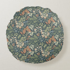 William Morris Vintage Blommigt Rosa Grönt Compton Rund Kudde