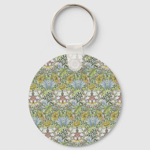 William Morris Vintage Blommigt Rosa Grönt Myrtle Nyckelring