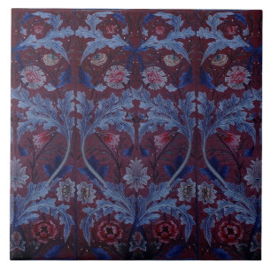 William Morris Vintage Blommigt Textile Embroidery Kakelplatta