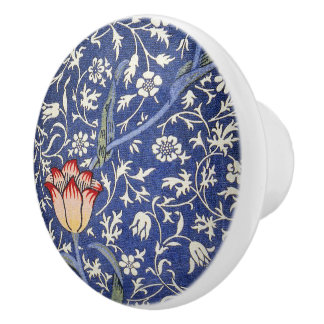 William Morris Vintage Blommigt Tulip Blue White R Knopp