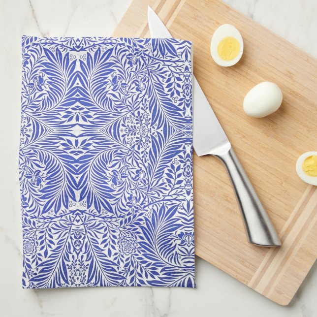 William Morris Vintage Blommönster Blue White Kökshandduk (Vikt i Fjärdedel)