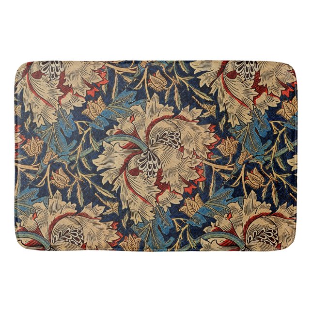 William Morris Vintage Blommönster Red Blue Badrumsmatta (Framsidan)