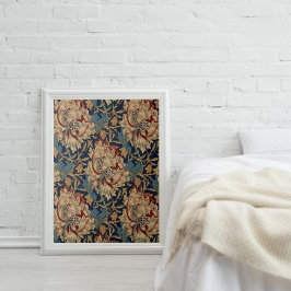 William Morris Vintage Blommönster Red Blue Kakelplatta