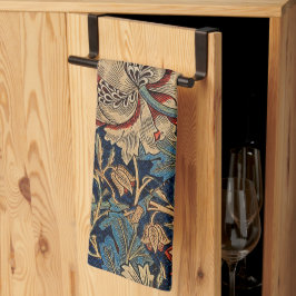 William Morris Vintage Blommönster Red Blue Kökshandduk