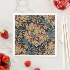 William Morris Vintage Blommönster Red Blue Pappersservett