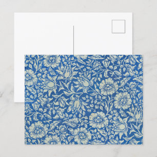 William Morris Vintage Blue Blommönster Vykort