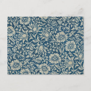 William Morris Vintage Blue Blommönster Vykort