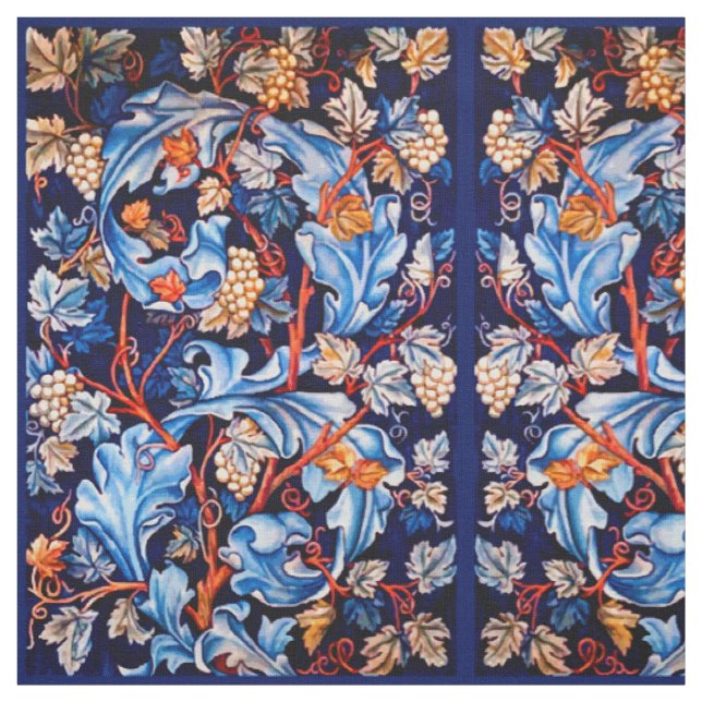 William Morris Vintage Blue Graphics Mönster Tyg (Provkarta)