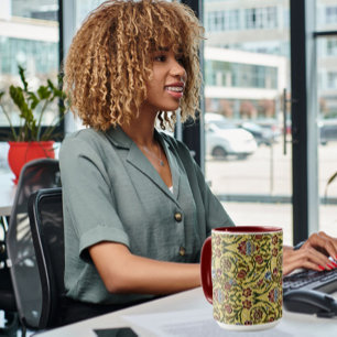 William Morris Vintage Blue Grönt Red Mugg