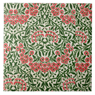 William Morris Vintage Daisy Flowers Rosa Grönt Kakelplatta