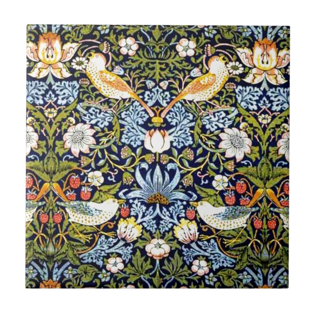 William Morris vintage design - Strawberry Thief Kakelplatta (Framsidan)