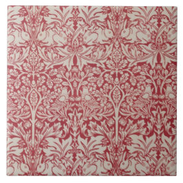 William Morris Vintage Djur Fåglar Kaniner Rosa Kakelplatta