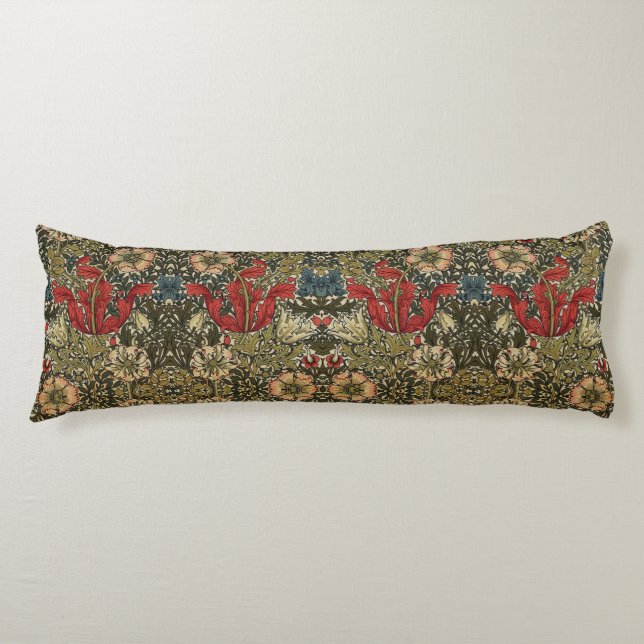 William Morris Vintage Elegant Blommönster Kroppskudde (Framsidan)